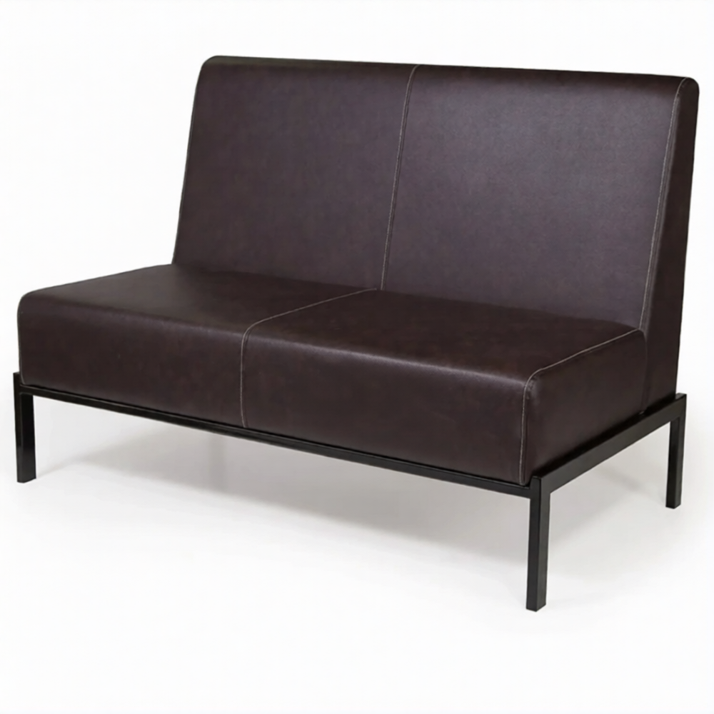 Диван двухместный ДО-3/2 (кожзам Эконом коричневый, каркас черный)