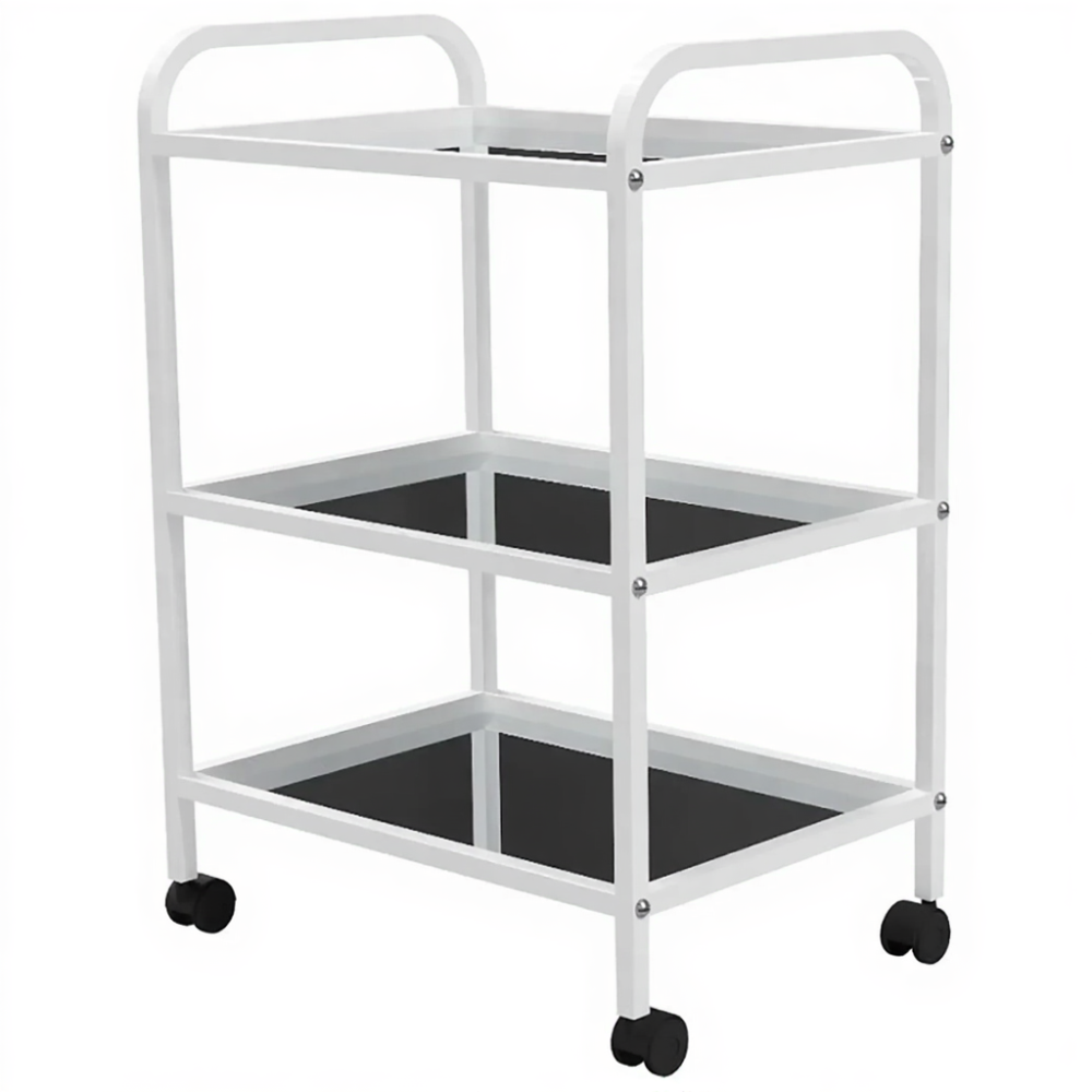 Столик медицинский инструментальный СМИ-03 (полки стекло, колёса серая резина)