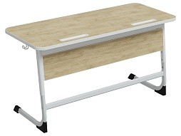 Стол 2-местный школьный 3-5 г/р "Нова" с наклоном столешницы 0-15° (дуб "Бардолино", м/к белый)