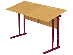 Стол с наклоном столешницы 0-35° школьный 2-местный 4-6 г/р регулируемый (бук, м/к красный, квадратная труба)