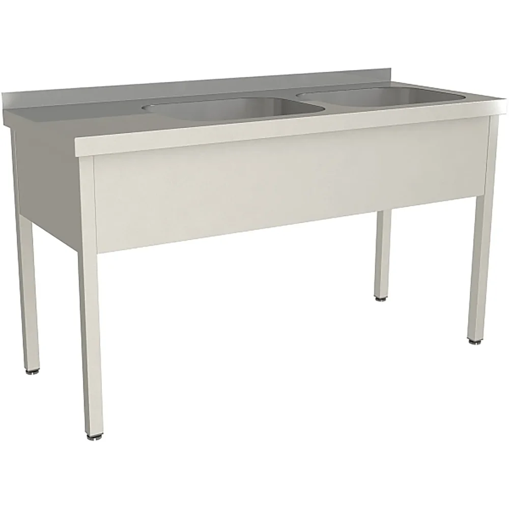 Ванна моечная двухсекционная цельнотянутая с бортом ВМЦ-2/15/7-БП