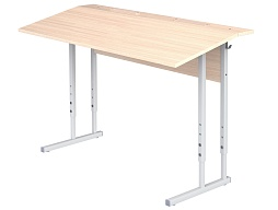 Стол с наклоном столешницы 10° школьный 2-местный 4-6 г/р регулируемый (дуб "Молочный", м/к серый, квадратная труба)