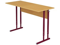 Стол школьный 2-местный 4-6 г/р регулируемый (бук, м/к красный, квадратная труба)