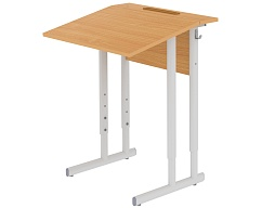 Стол с наклоном столешницы 10° школьный 1-местный 5-7 г/р регулируемый (бук, м/к серый, плоскоовальная труба)