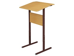 Стол-конторка для работы стоя 2-4 г/р для школьника, наклон 10° с полкой СТС2-КЧ.Б (бук "Бавария", м/к коричневый, квадратная труба)