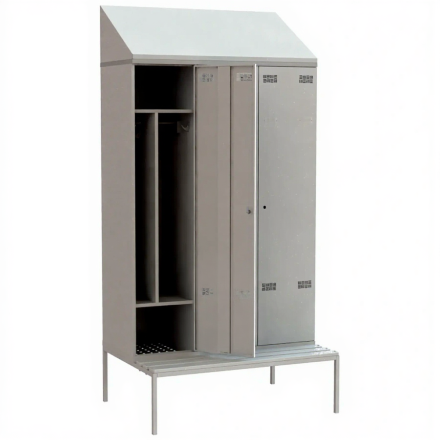 Шкаф для одежды металлический ШРВ-П-1200 на подставке со скамьей
