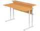 Стол с полкой и наклоном столешницы 0-35° школьный 2-местный 5-7 г/р регулируемый (бук, м/к серый, квадратная труба)