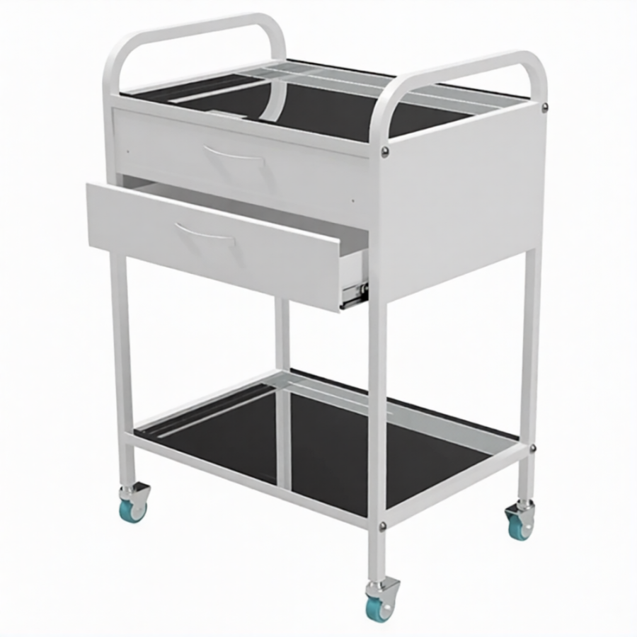 Стол медицинский инструментальный СМИ-02-02 (полки металл, колёса пластик)