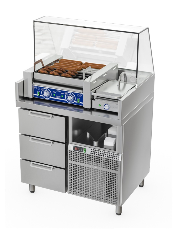 Станция для бургеров и хот-догов БАВАРИЯ БХС-900.700-02-4 (с лайт-боксом)