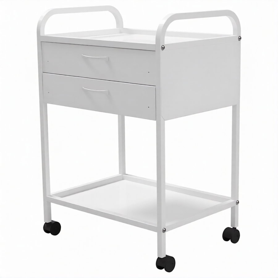 Стол медицинский инструментальный СМИ-02-02 (полки нерж., колёса серая резина)