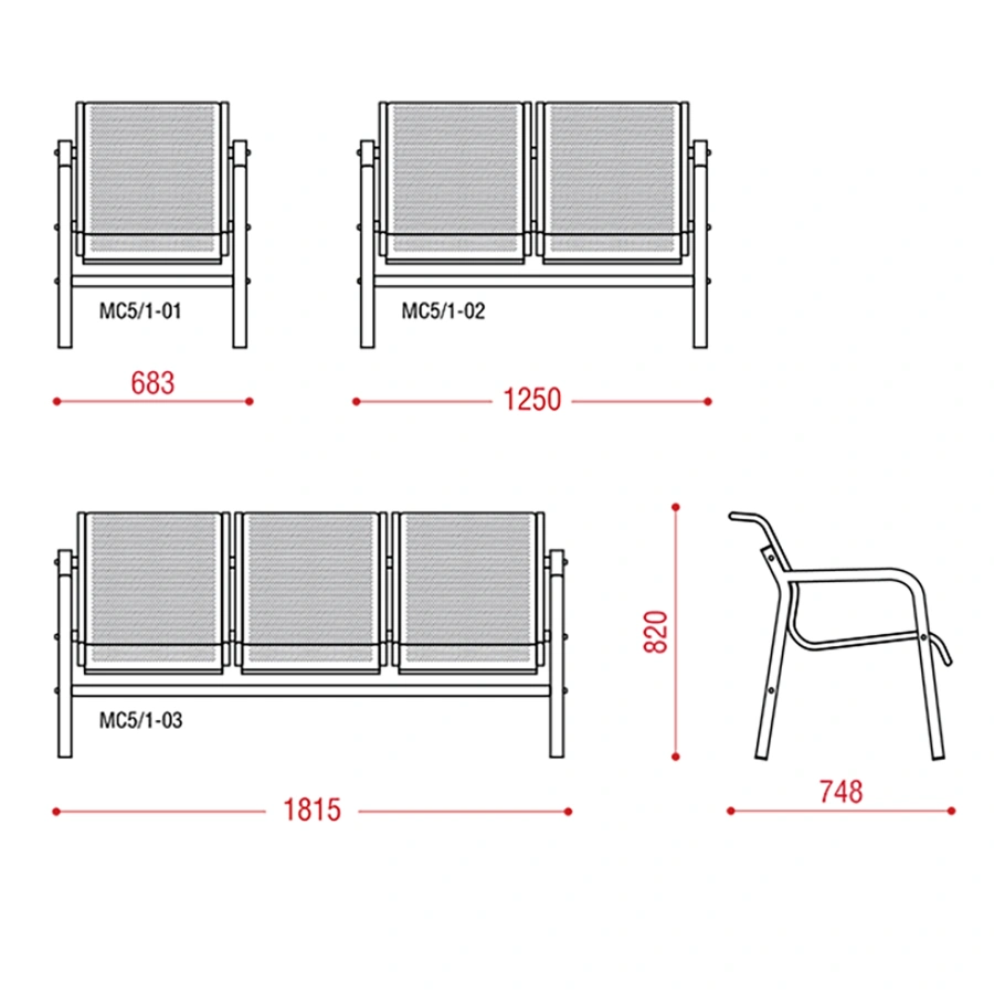 Многоместная секция Travel без мягкого элемента (модель МС 5/1)